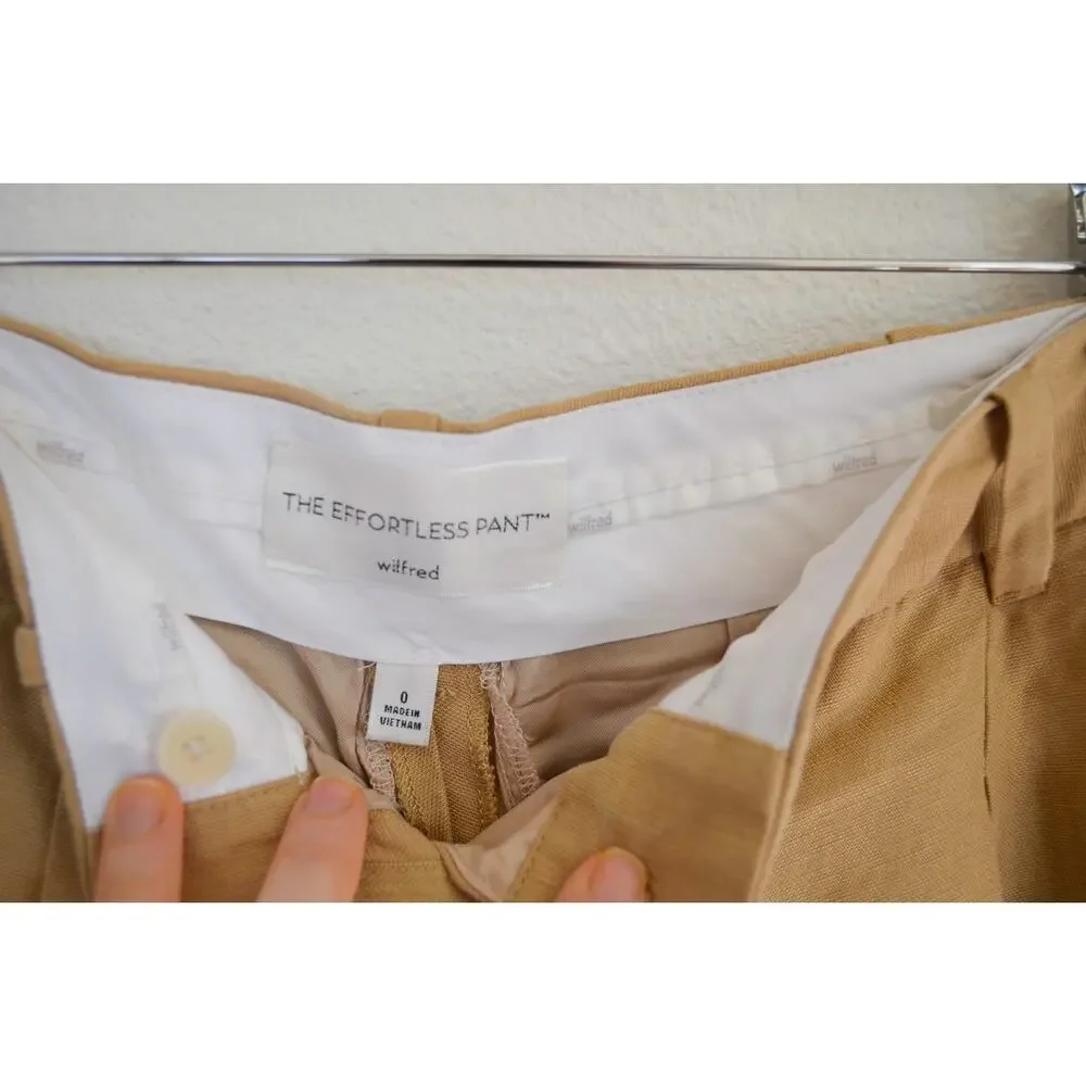 Aritzia Effortless Pants Tan Linen Blend 0